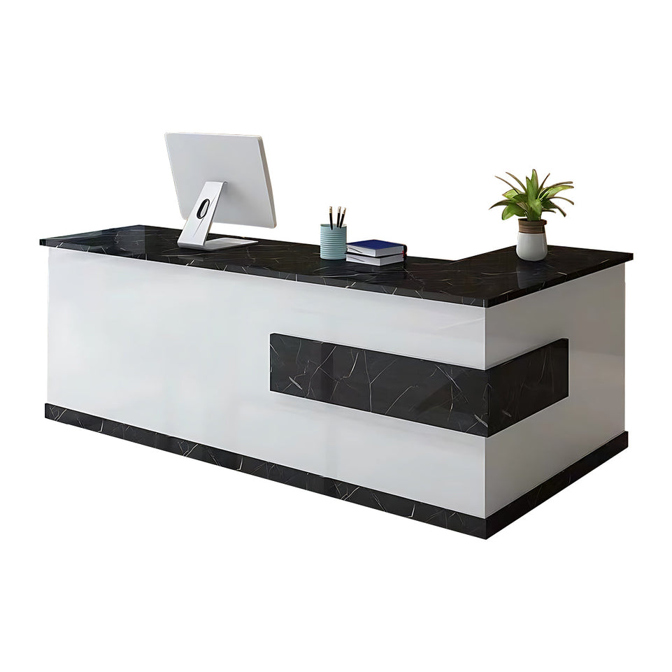 L-shaped Modern Reception Desk with a Drawer and a Keyboard Tray JDT-069