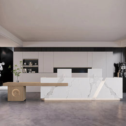 Modern Rectangular Imitation Marble Company Hotel Multi-Person Reception Desk JDT-2166