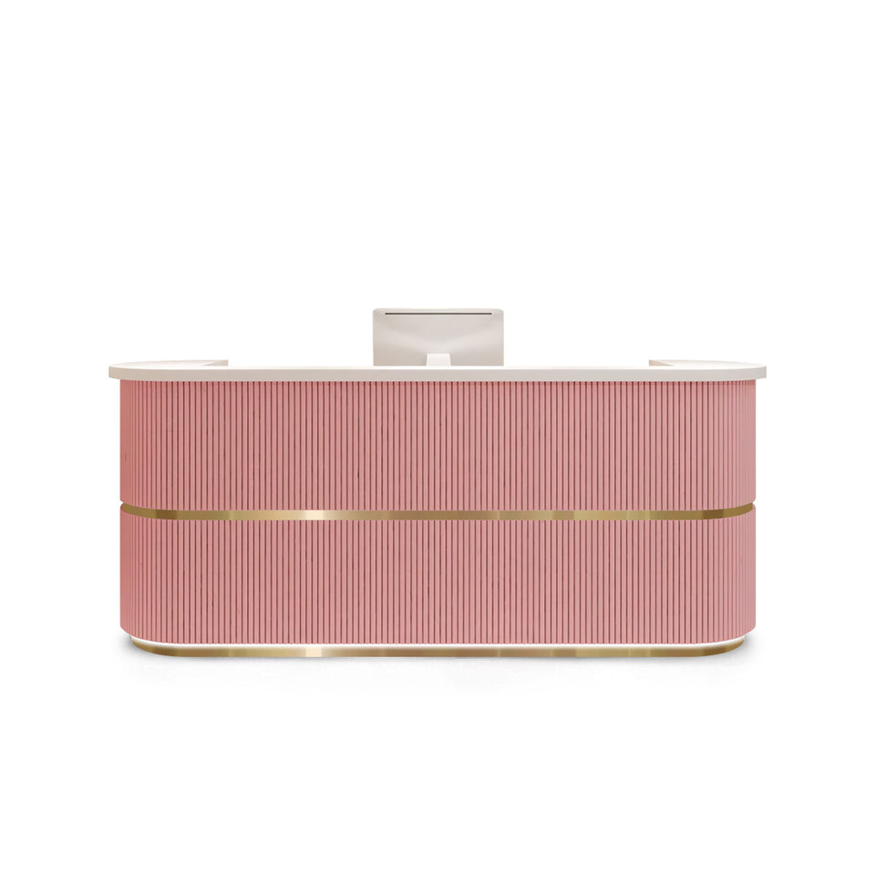 Curved Fully Assembled Reception Desk with LED Lights for Clothing Store JDT-7190