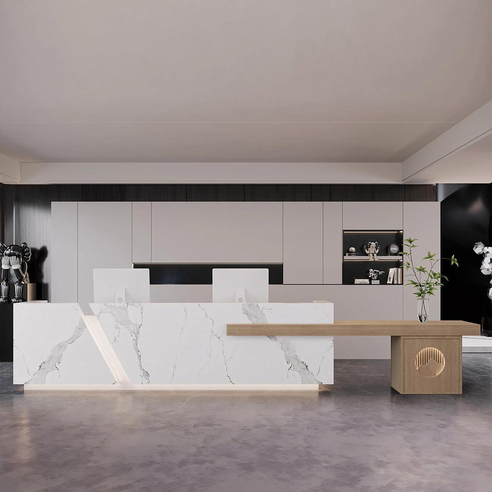 Modern Rectangular Imitation Marble Company Hotel Multi-Person Reception Desk JDT-2166