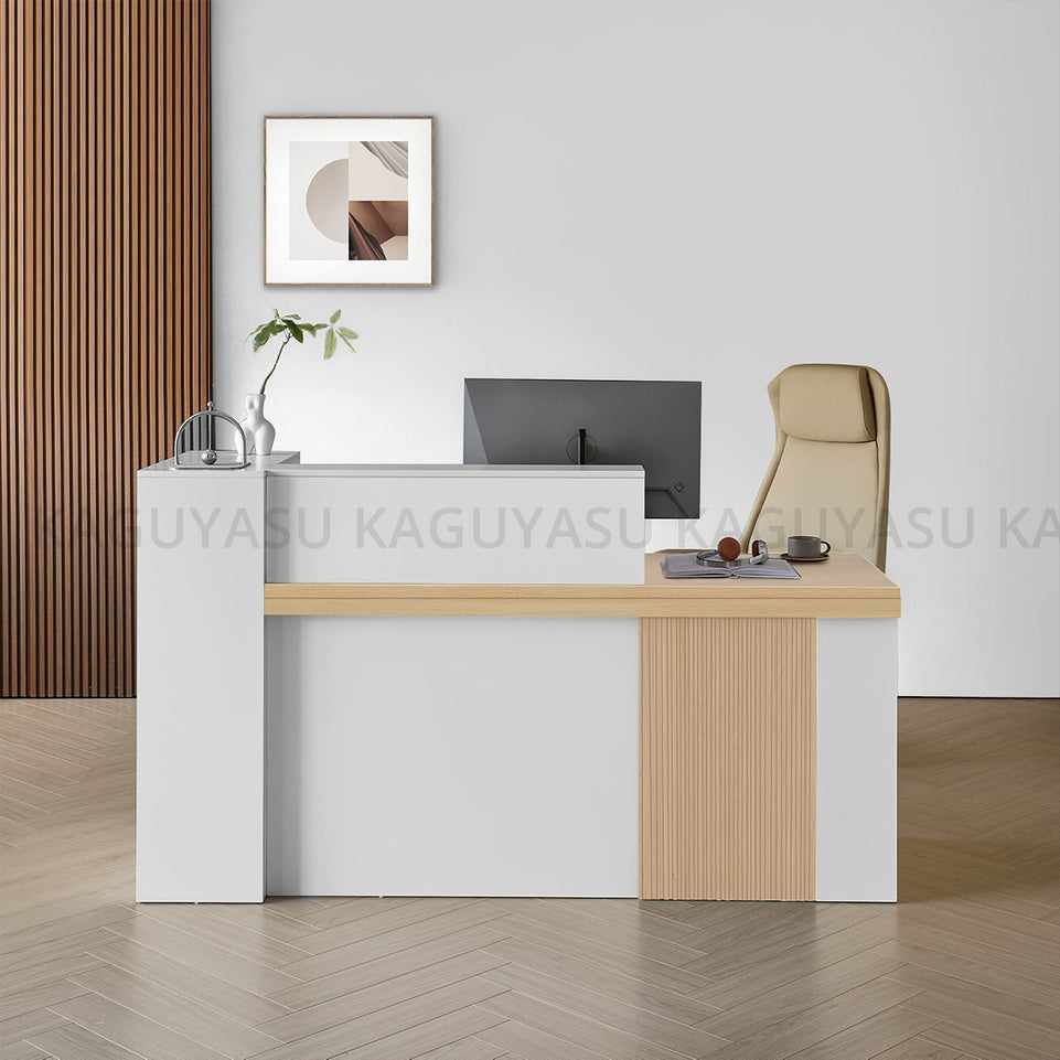 Sleek Reception Desk with LED Strip Lockable Drawers and Cable Grommets JDT-2217