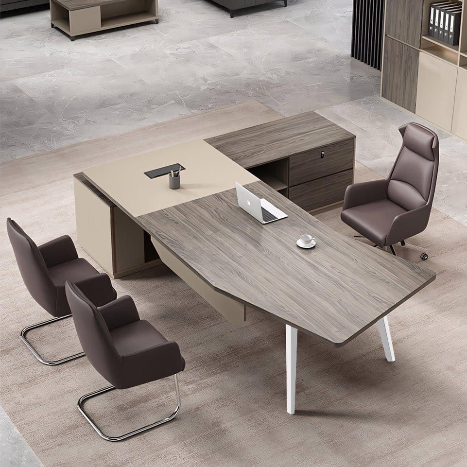 Minimalist L-Shaped Executive Desk With Side Cabinet LBZ-10179