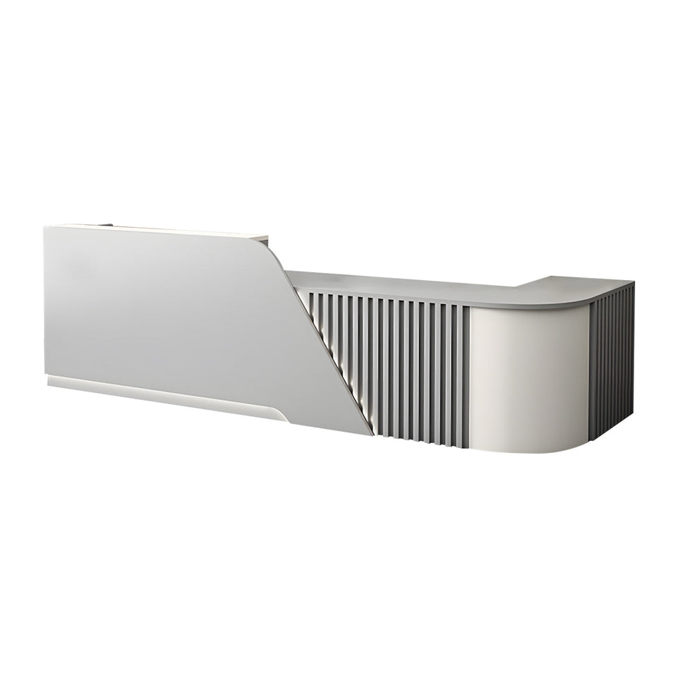 Modern L-Shaped Reception Desk with Storage Cabinet for Office Reception Area JDT-2248