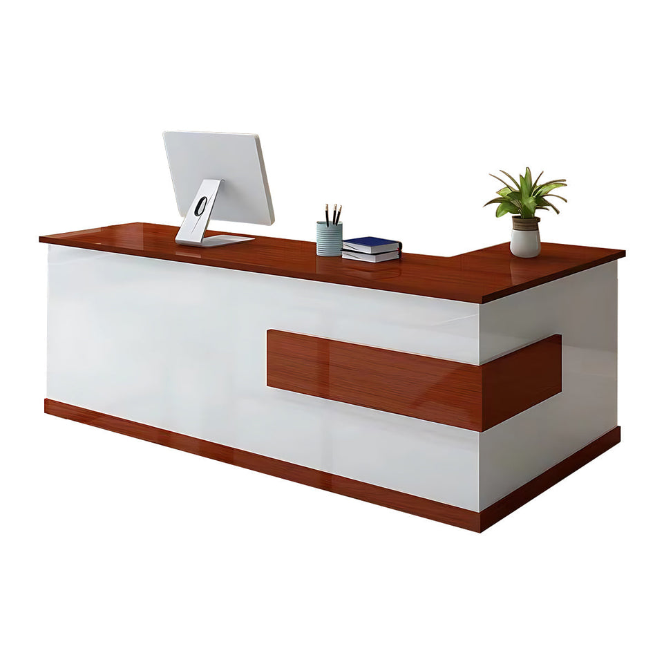 L-shaped Modern Reception Desk with a Drawer and a Keyboard Tray JDT-069