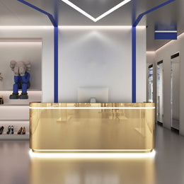 (In Stock) Salon Office Store Reception Desk with Fully Assembled Feature and Stainless Steel Surface JDT-1028