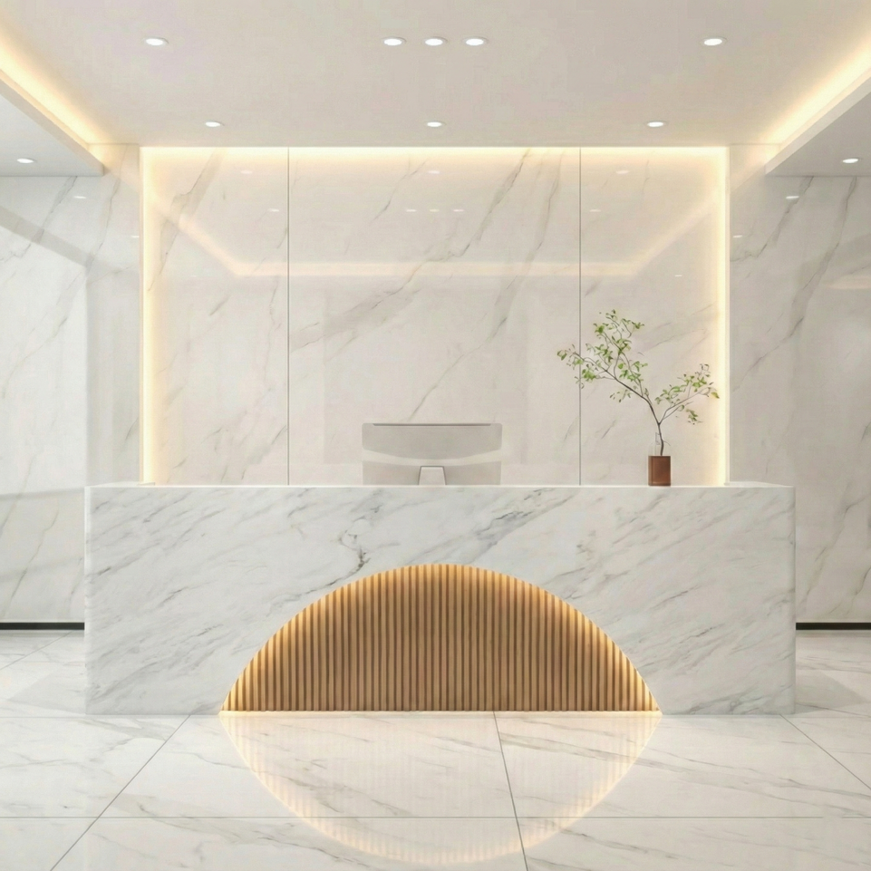 Fully Assembled LED Salon Reception Desk with Storage JDT-1039
