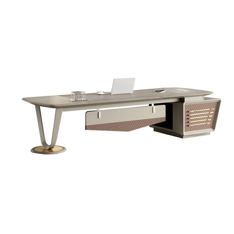 Gray Luxury Executive Office Desk With Side Cabinet LBZ-1088