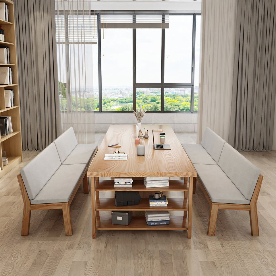 White Solid Wood Long Table Office Desk With Drawer Storage HYZ-1061