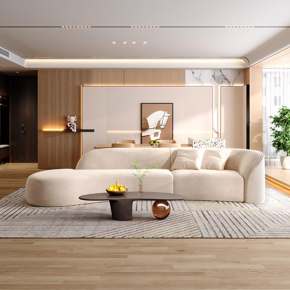 Curved Fabric Sofa Simple Living Room No-Wash Technology Fabric Sofa BSF-035