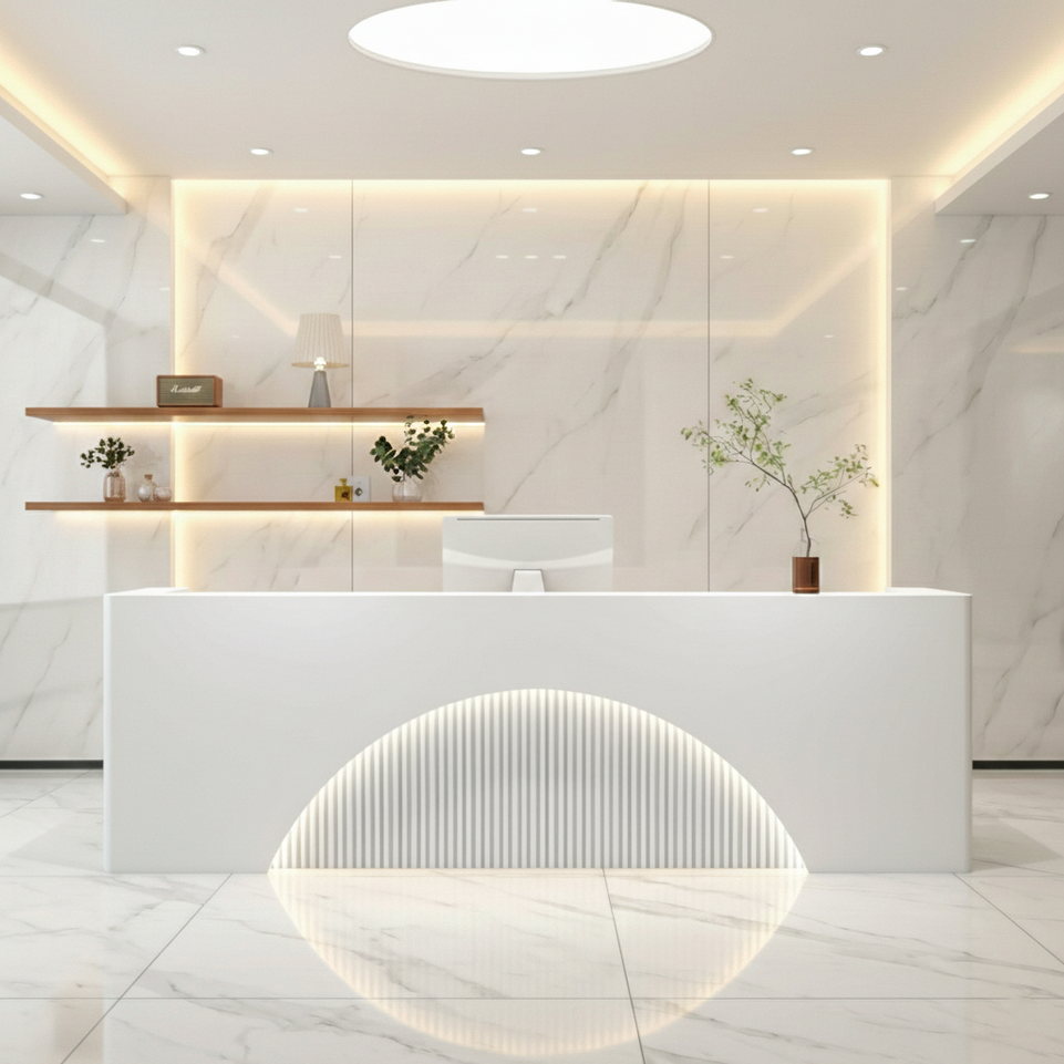 Fully Assembled LED Salon Reception Desk with Storage JDT-1039