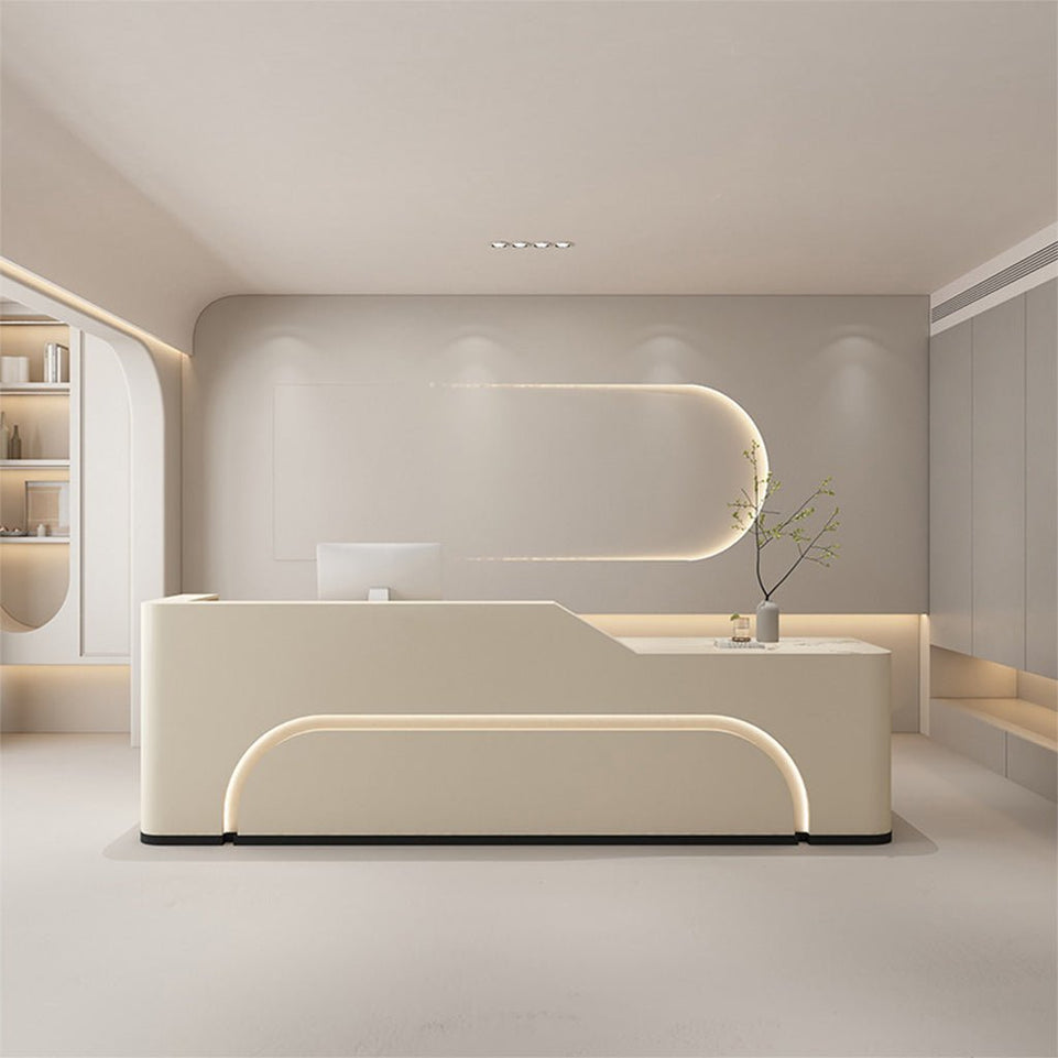 Fully Assembled Curved LED Reception Desk for Salon Spaces JDT-1037