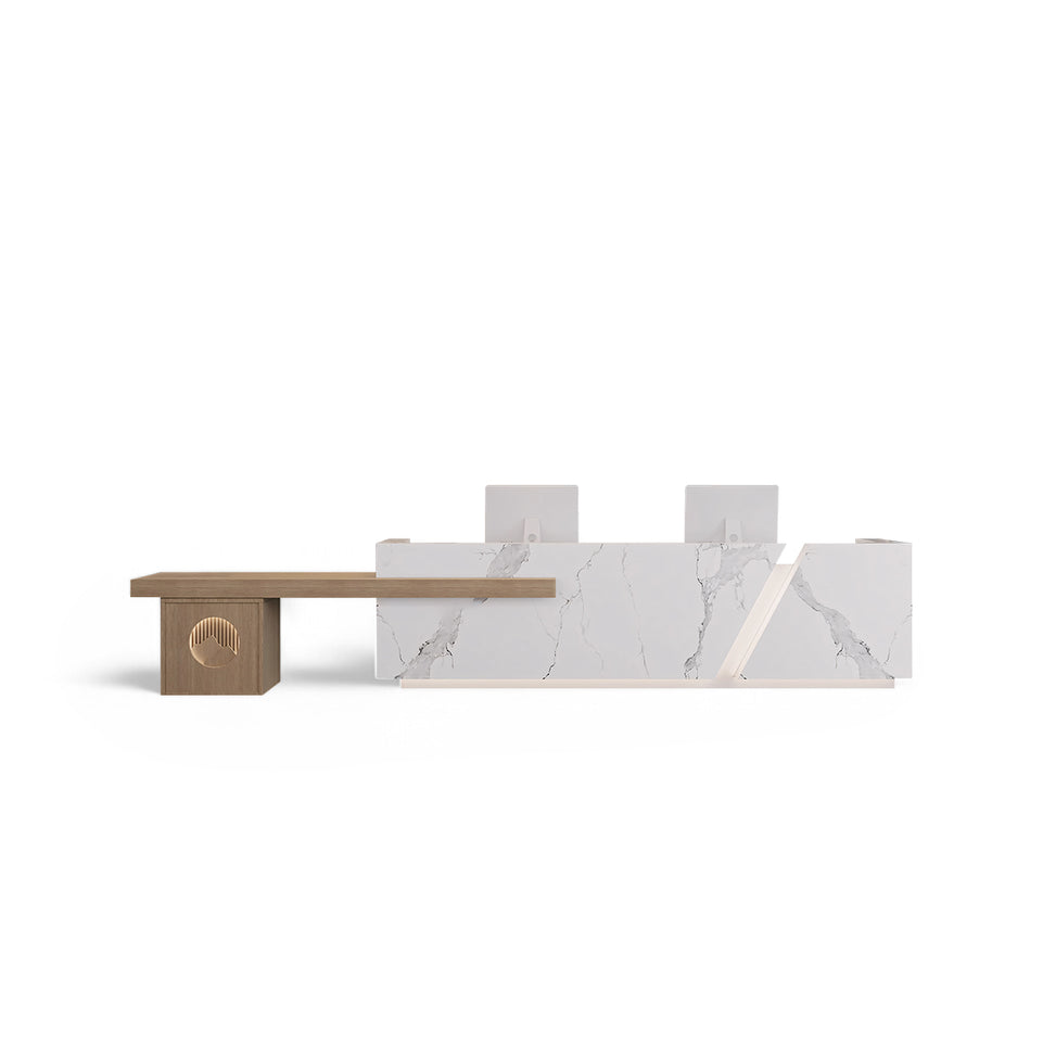 Modern Rectangular Imitation Marble Company Hotel Multi-Person Reception Desk JDT-2166