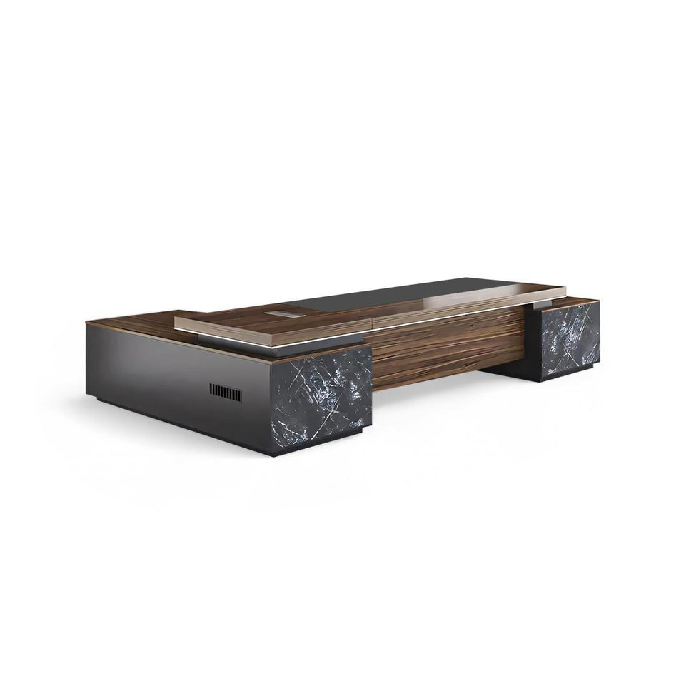 Luxury Black Executive Computer With Side Cabinet Desk LBZ-701