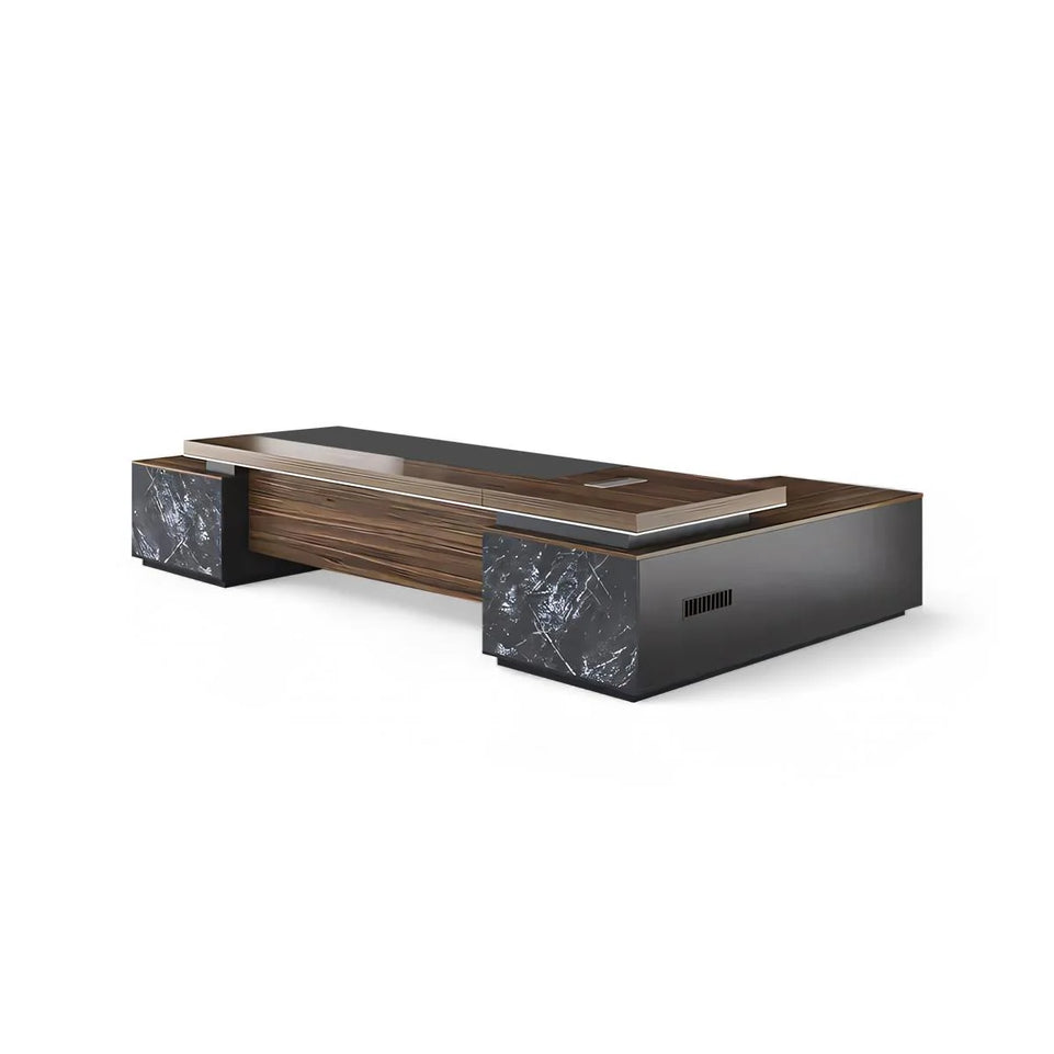 Luxury Black Executive Computer With Side Cabinet Desk LBZ-701