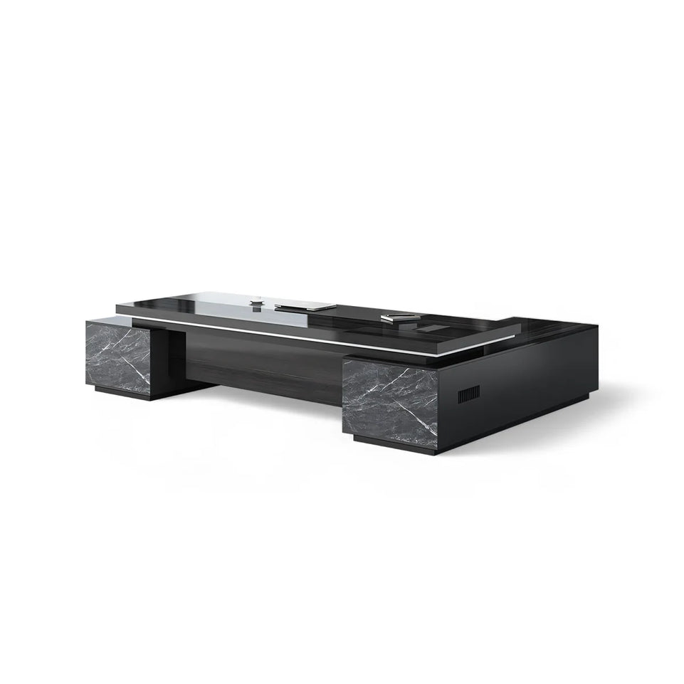 Luxury Black Executive Computer With Side Cabinet Desk LBZ-701