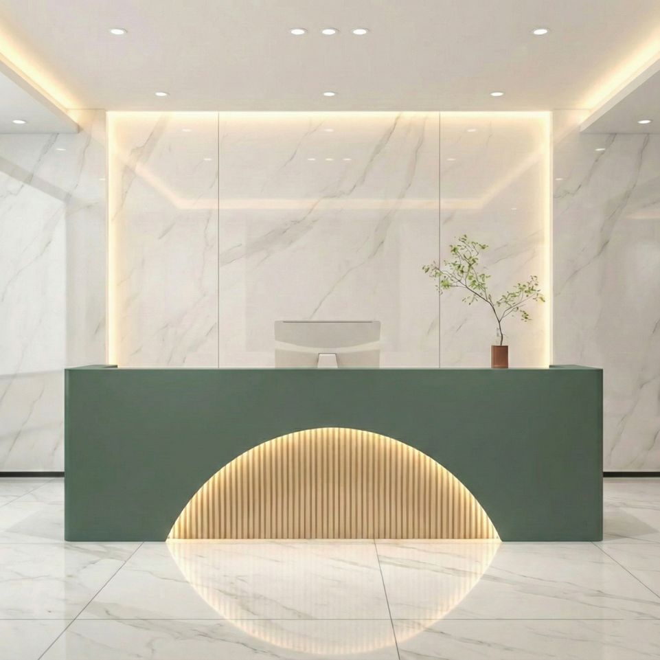 Fully Assembled LED Salon Reception Desk with Storage JDT-1039