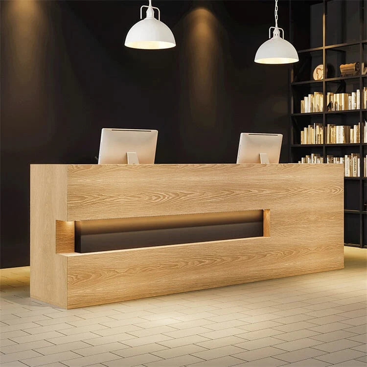 Vintage Fully Assembled Reception Desk with Wood Grain JDT-769