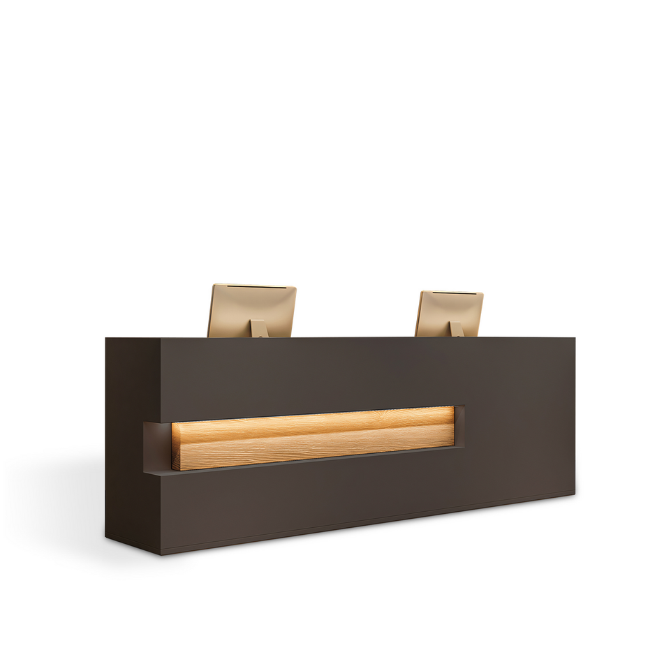 Vintage Fully Assembled Reception Desk with Wood Grain JDT-769
