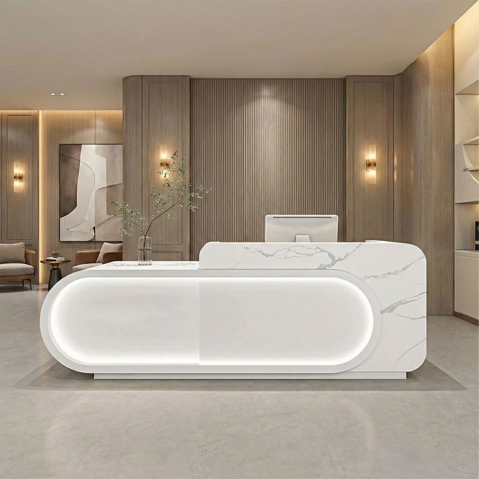 Clothing Store Cashier Desk Small Store Curved Front Desk Reception Desk JDT-7194