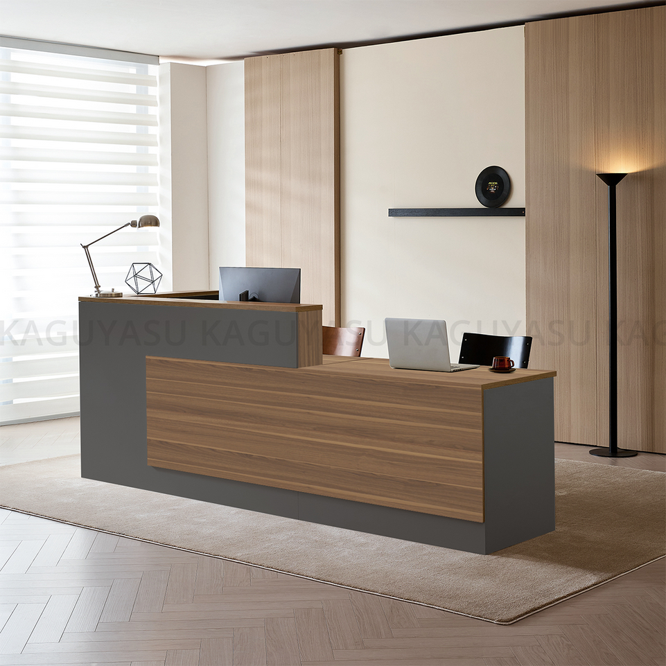 (In Stock) Modern L-Shaped Reception Desk with Side Storage and Drawers JDT-2215
