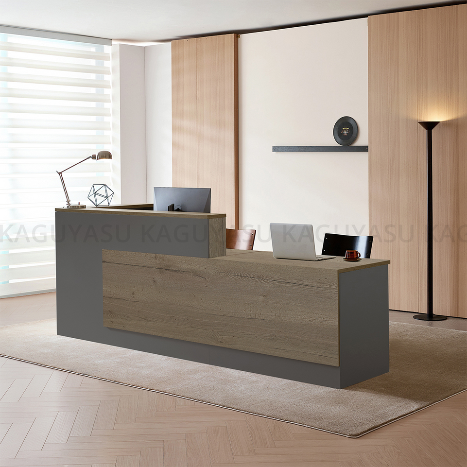 Modern L-Shaped Reception Desk with Side Storage and Drawers JDT-2215