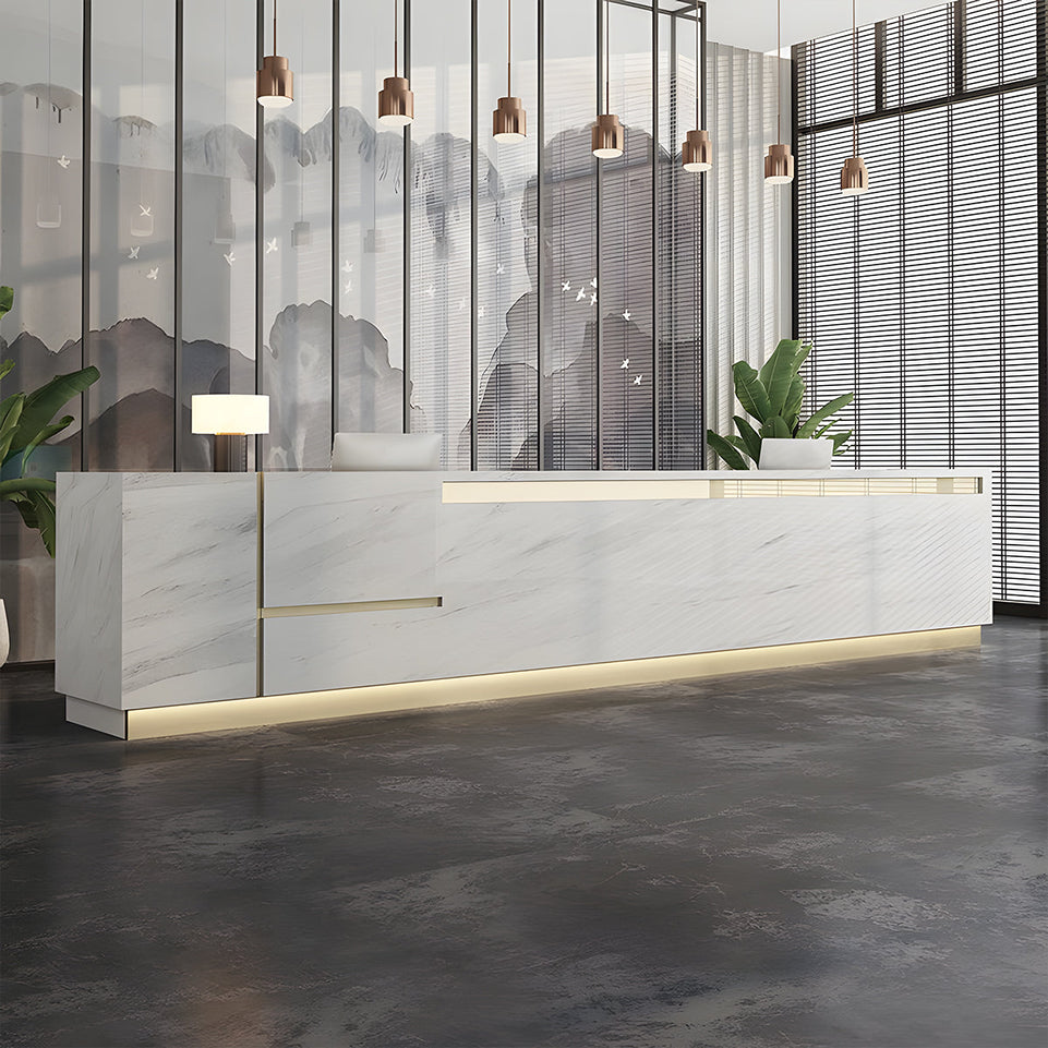 Imitation Marble Pattern Front Desk Baking Paint Reception Desk Service Desk JDT-7186