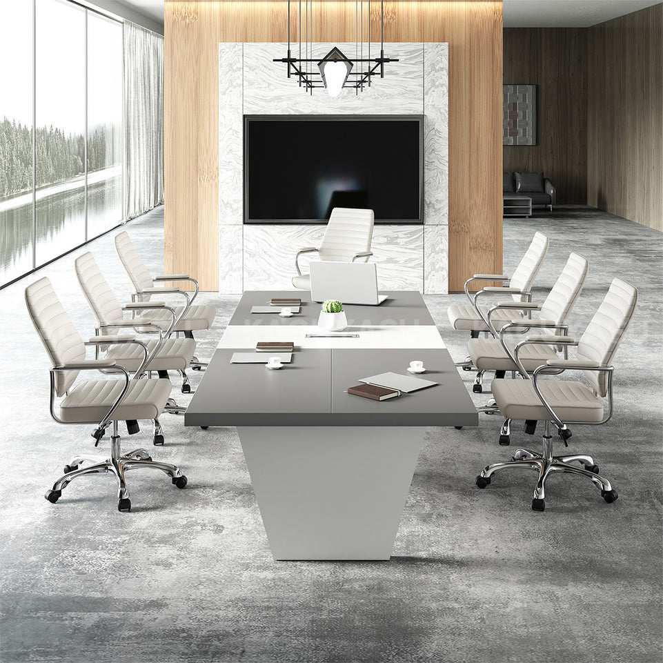 Modern Two-Tone Rectangular Conference Table with Architectural Legs MBS-HYZ-3002