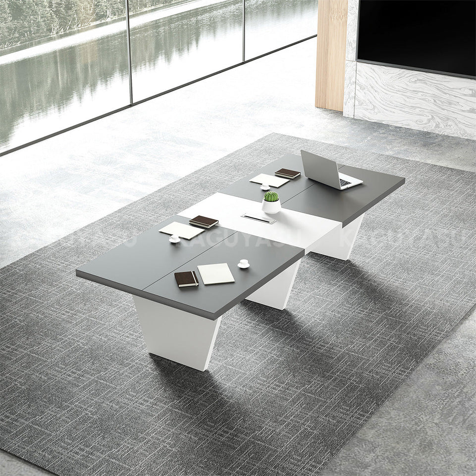 Modern Two-Tone Rectangular Conference Table with Architectural Legs MBS-HYZ-3002