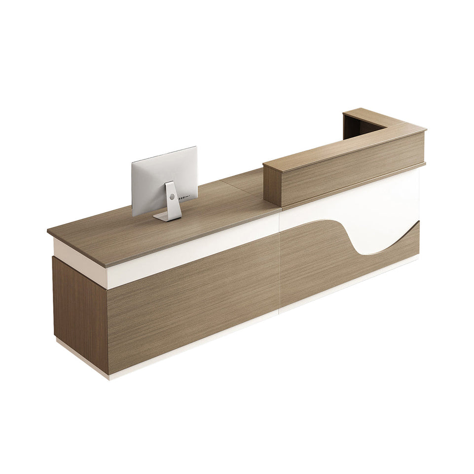 Modern Wood Grain Color Reception Desk with Drawer for Office Front Counter JDT-2192