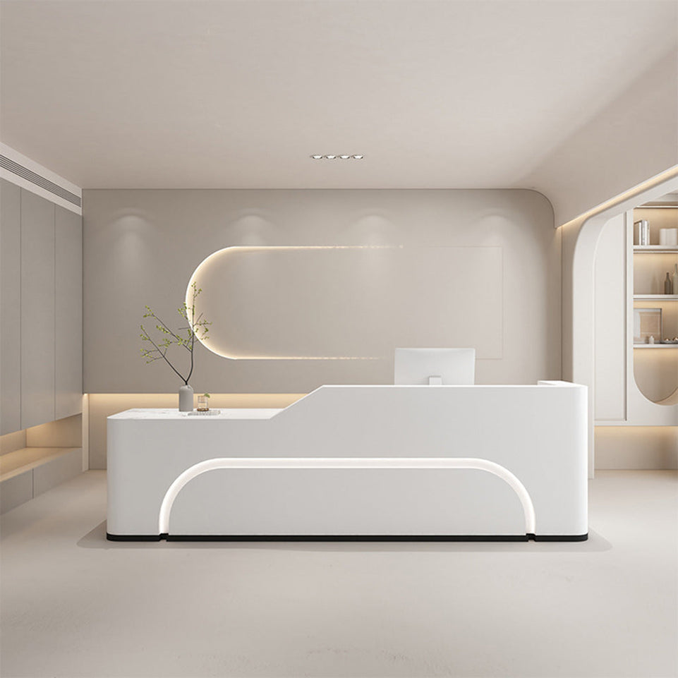 Fully Assembled Curved LED Reception Desk for Salon Spaces JDT-1037