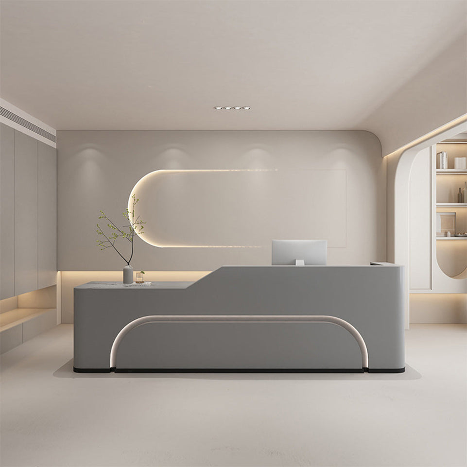 Fully Assembled Curved LED Reception Desk for Salon Spaces JDT-1037