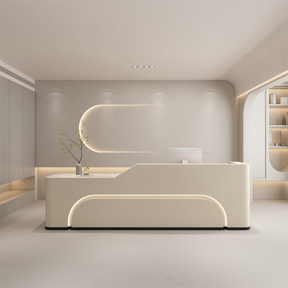 Fully Assembled Curved LED Reception Desk for Salon Spaces JDT-1037