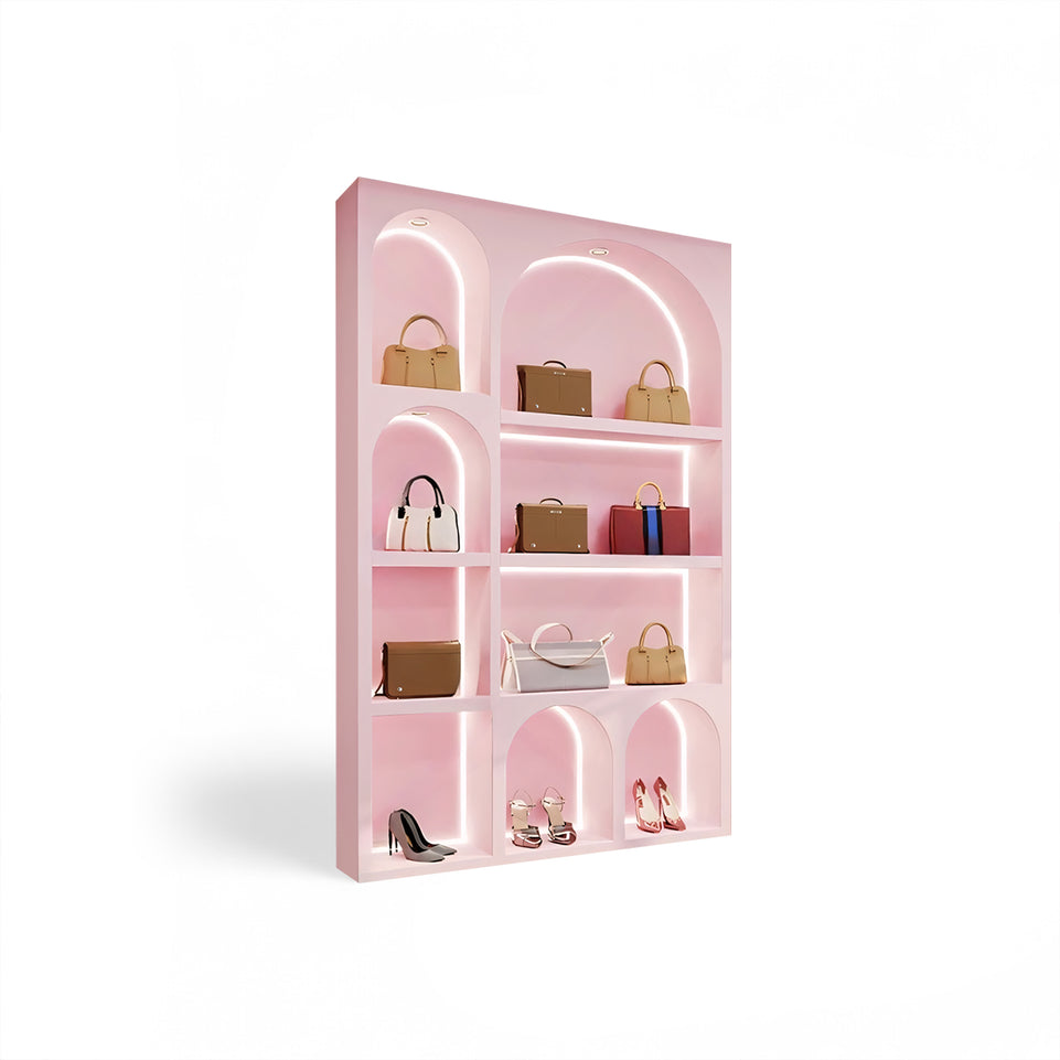 Boutique Beauty Salon Curved Product Showcase Display Cabinets CWG-2028