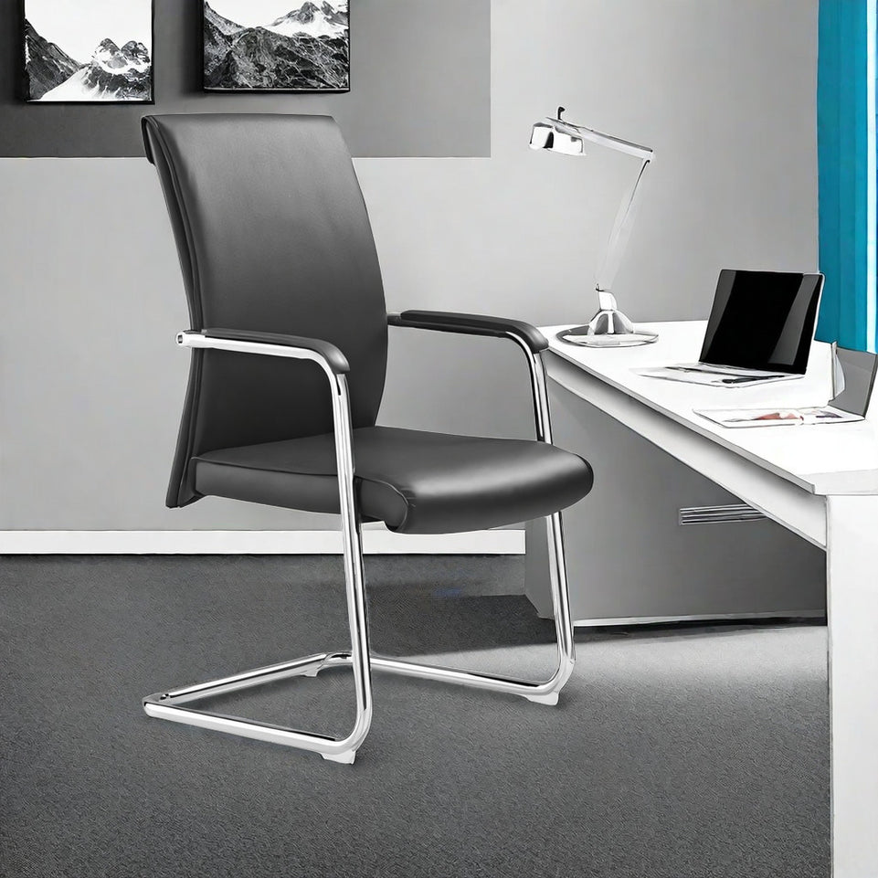 Simple Office Black Leather Height Adjustable Chair BGY-1032