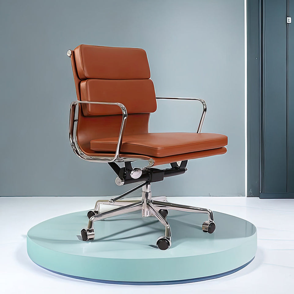 Leather Computer Chair Ergonomic Comfort In Aluminum BGY-1066