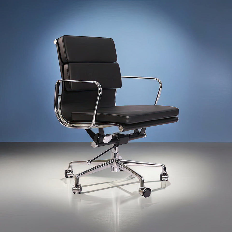 Leather Computer Chair Ergonomic Comfort In Aluminum BGY-1066