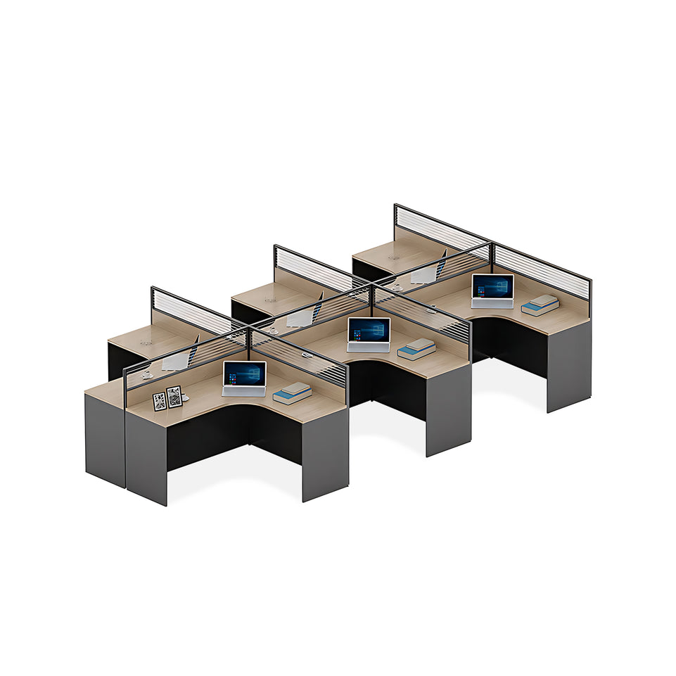 Simple Multi Position Office Desk Combination With Screen Partition YGZ-745