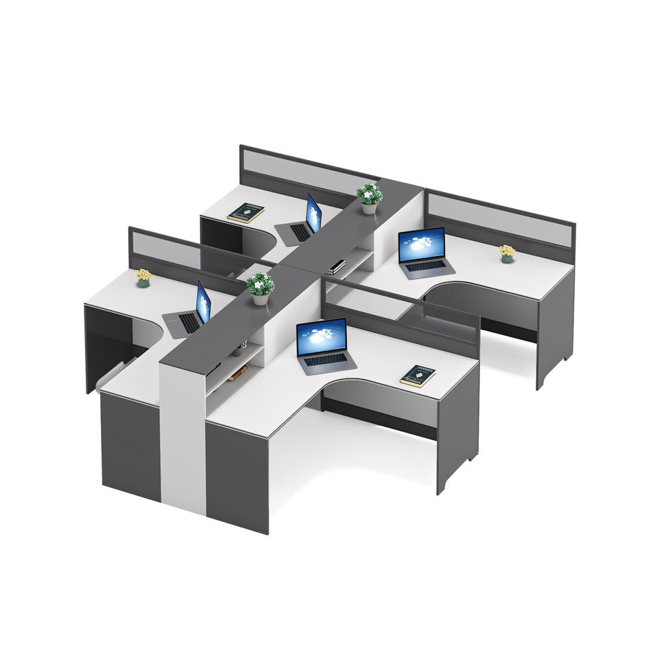 Modern Simple Office Desk And Chair Set With Screen Bookcase Partition YGZ-734