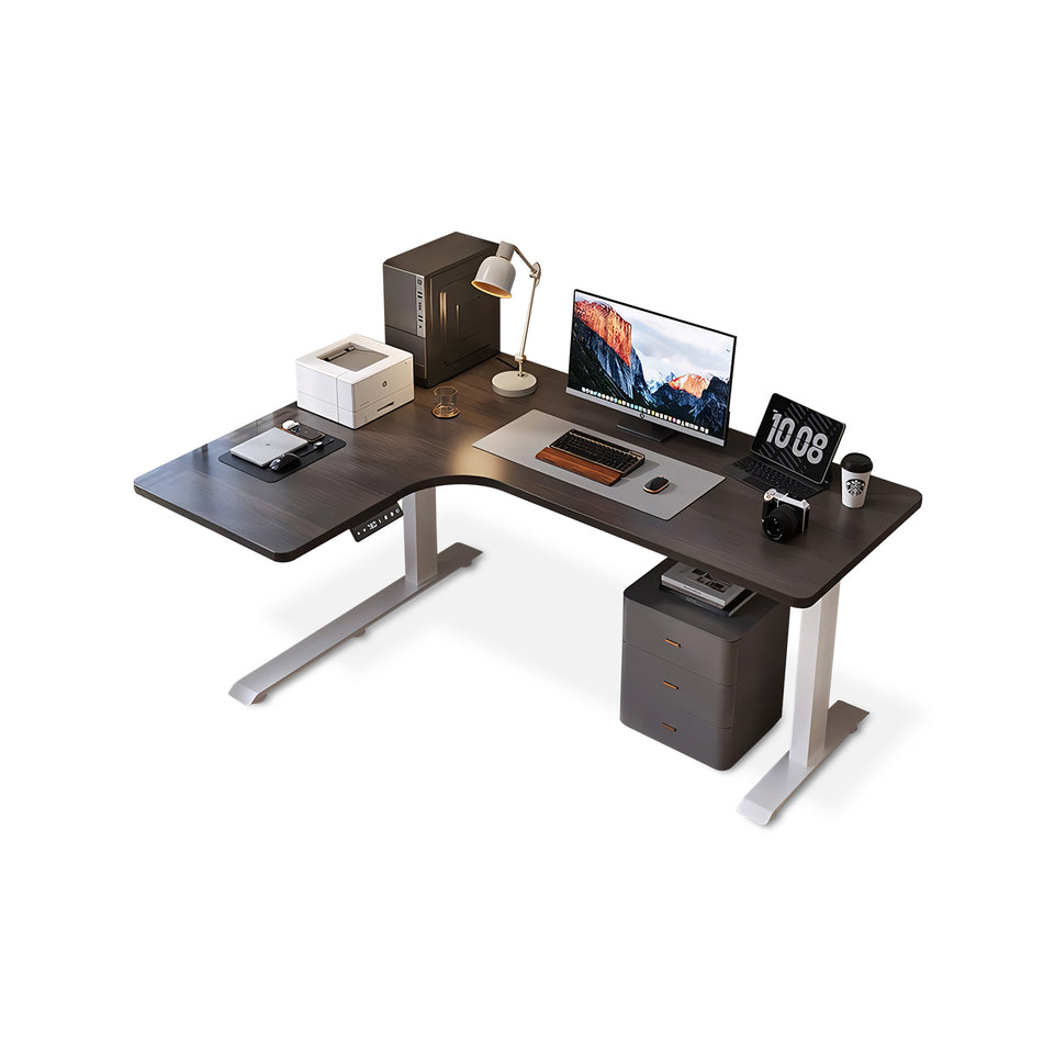 Solid Wood Corner Electric Lifting L-Type Study Or Office Desk YGZ-2006