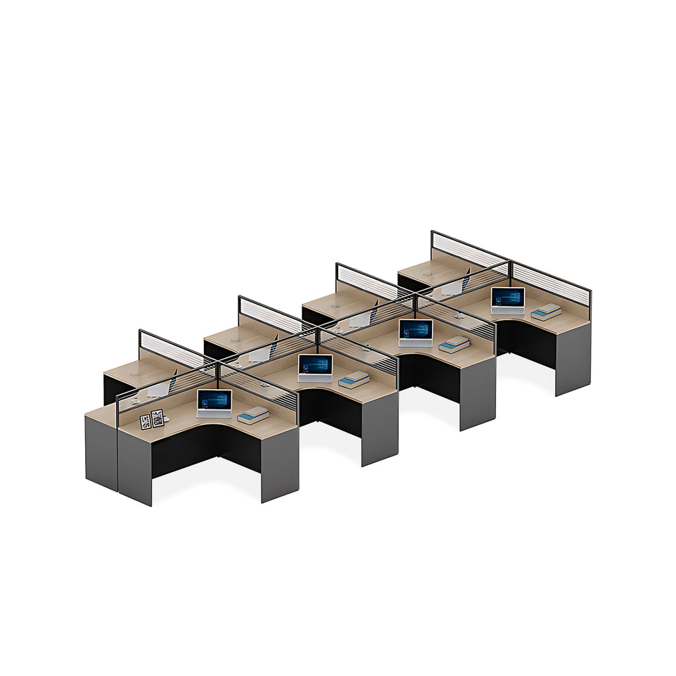 Simple Multi Position Office Desk Combination With Screen Partition YGZ-745