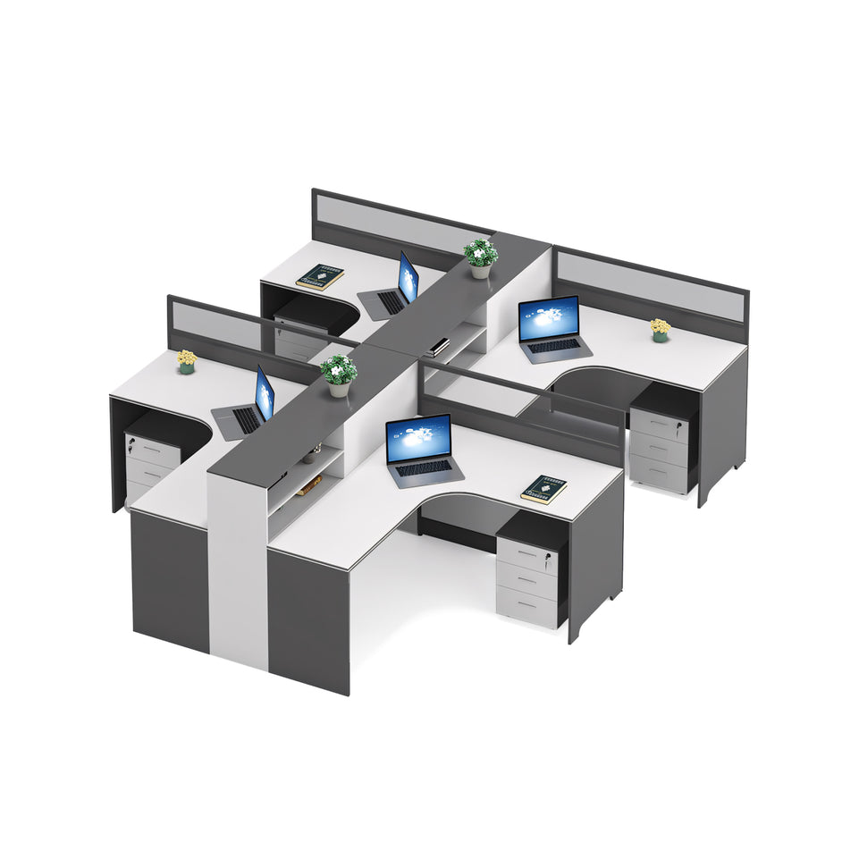 Modern Simple Office Desk And Chair Set With Screen Bookcase Partition YGZ-734