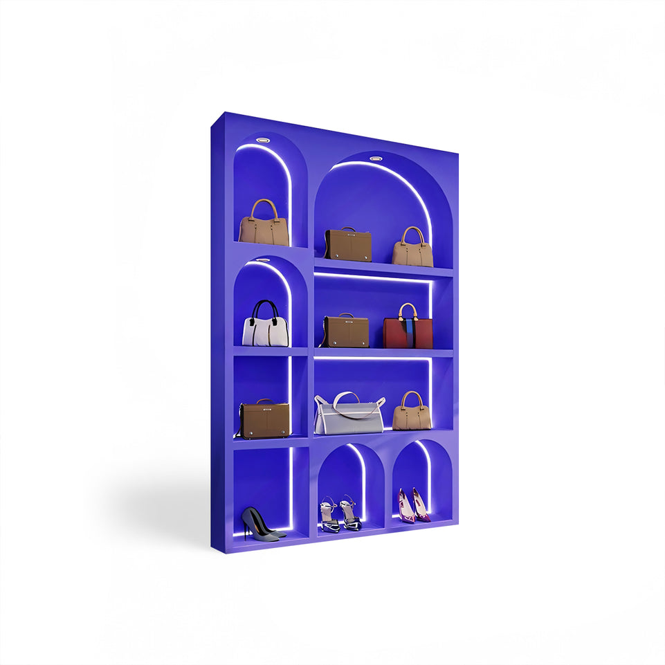 Boutique Beauty Salon Curved Product Showcase Display Cabinets CWG-2028