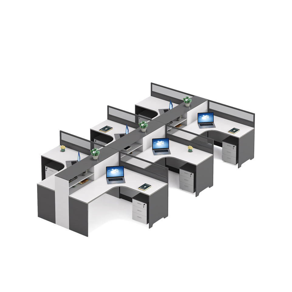 Modern Simple Office Desk And Chair Set With Screen Bookcase Partition YGZ-734