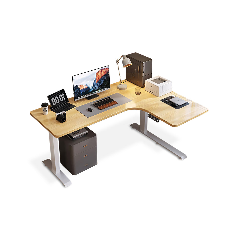 Solid Wood Corner Electric Lifting L-Type Study Or Office Desk YGZ-2006