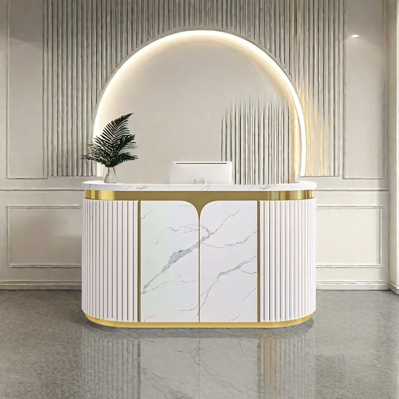 Minimalist Modern Reception Desk with Storage for Beauty and Spa Centers JDT-2145