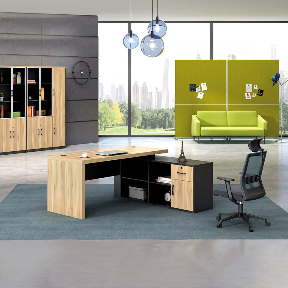 Natural Color Executive Desk With Side Cabinet LBZ-10103