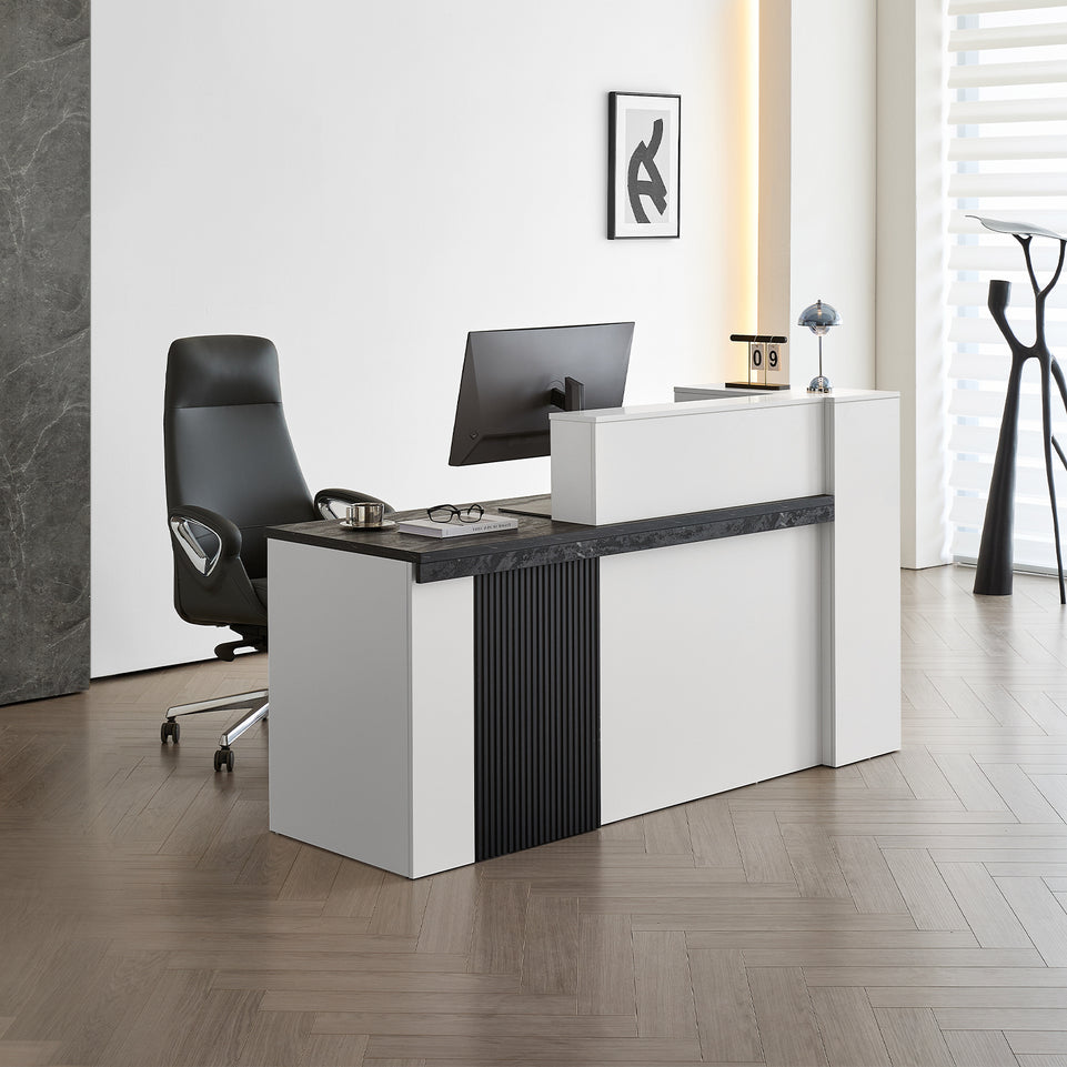 Sleek Reception Desk with LED Strip Lockable Drawers and Cable Grommets JDT-2217