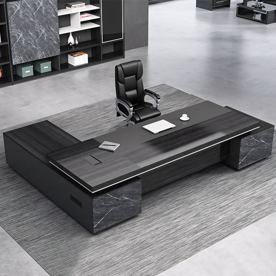 Luxury Black Executive Computer With Side Cabinet Desk LBZ-1074