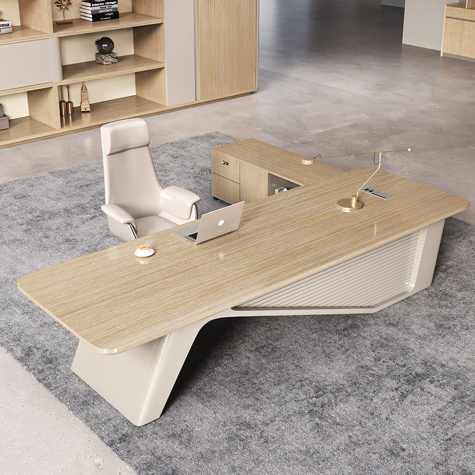 Natural Color Office Desk With Side Cabinet LBZ-1083