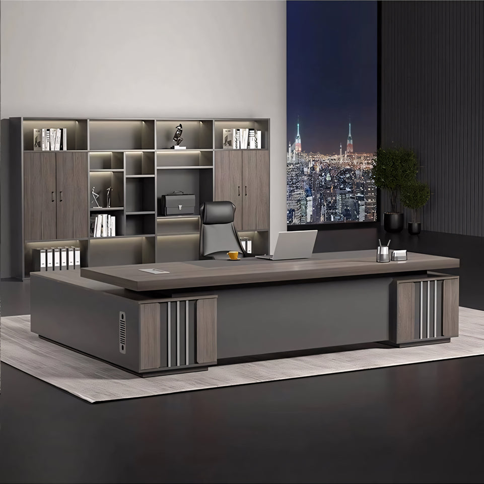 Minimalist Executive Office Desk With Dual Cabinets LBZ-10154